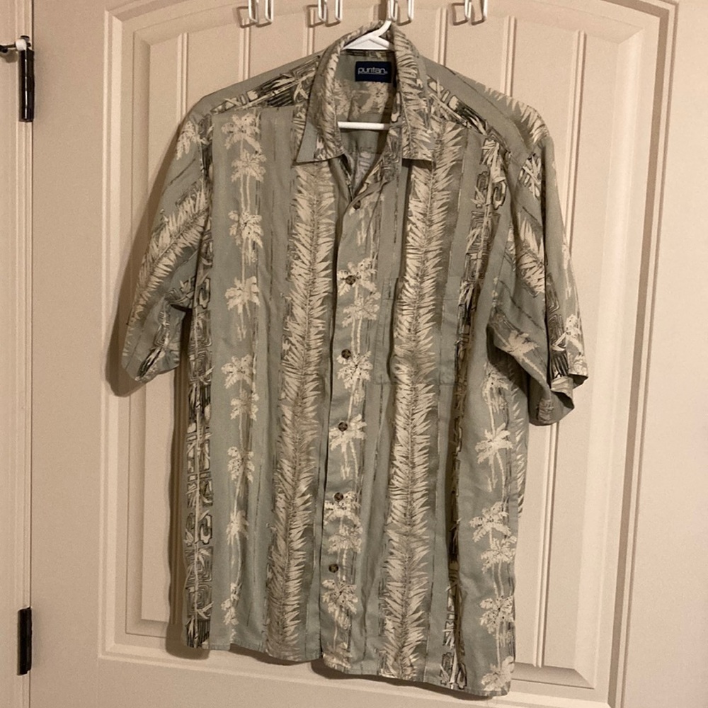 Puritan Men’s Tropical Pattern Button Down Shirt Size M